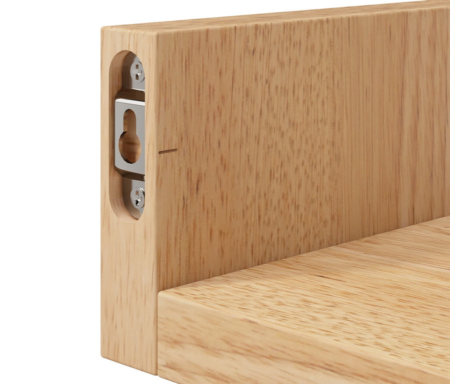 Detailansicht einer Wandregal-Befestigung, ca. 120 cm und 80 cm.