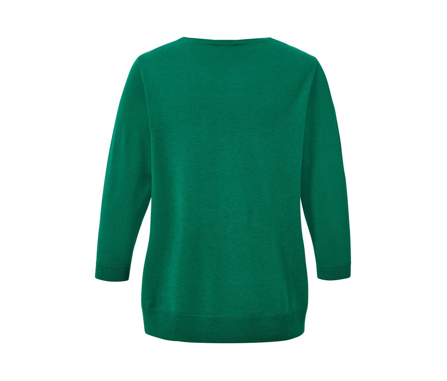 Grüner Feinstrickpullover mit Seide.