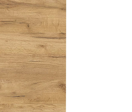 Detailansicht eines Teils der »Aalborg« Möbel in Weiß/Navarra-Eiche-Nachbildung.