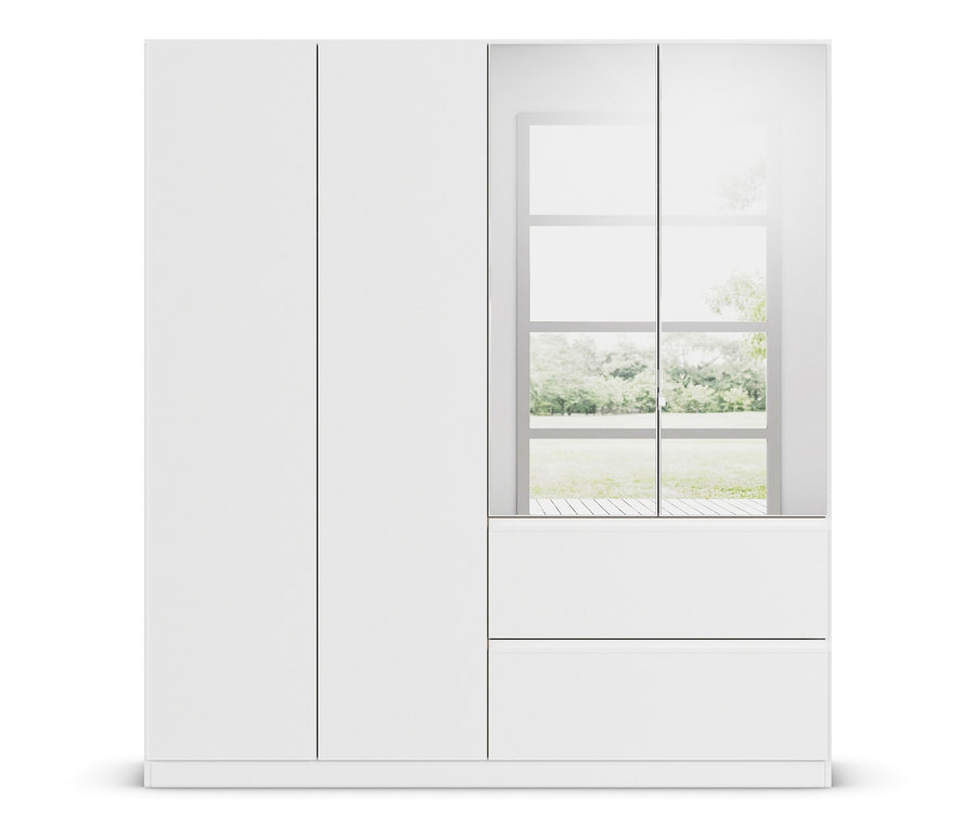 Weißer rauch Drehtürenschrank 4-türig mit Spiegel »Joel«.