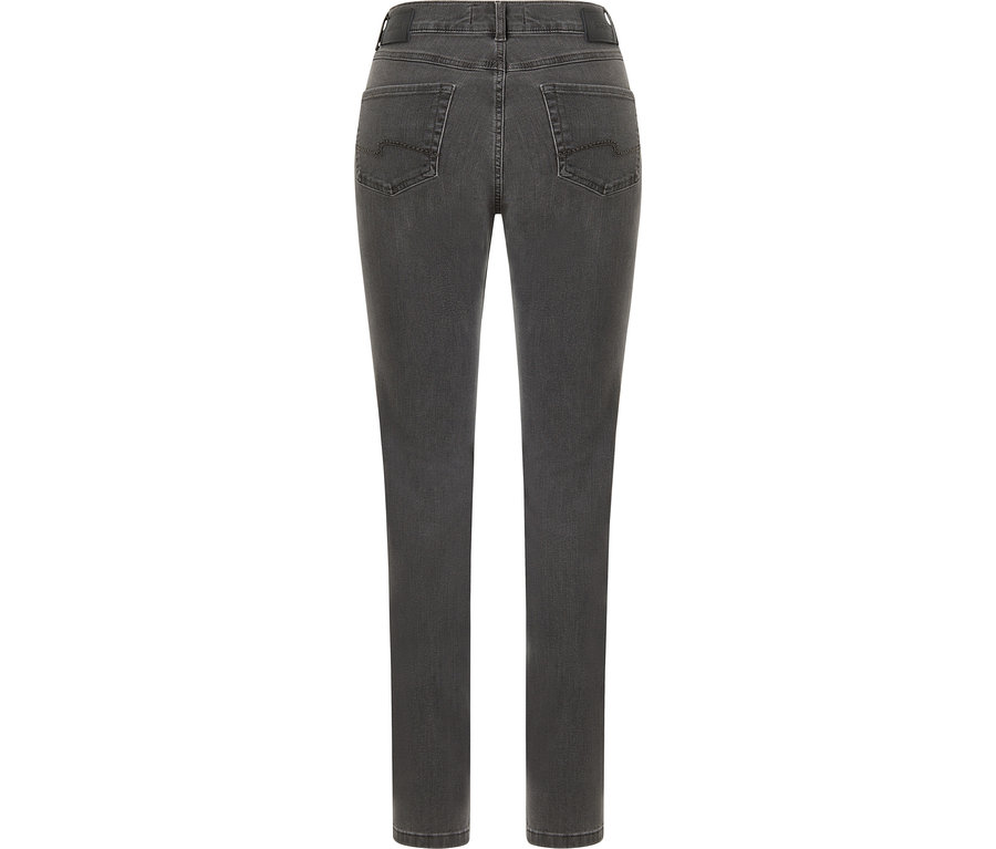 Rückansicht einer grauen Jeans.