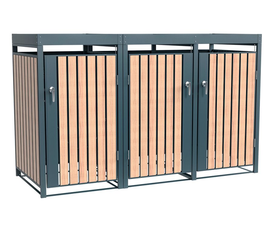 Mülltonnenbox mit Blumenkasten, 3er.