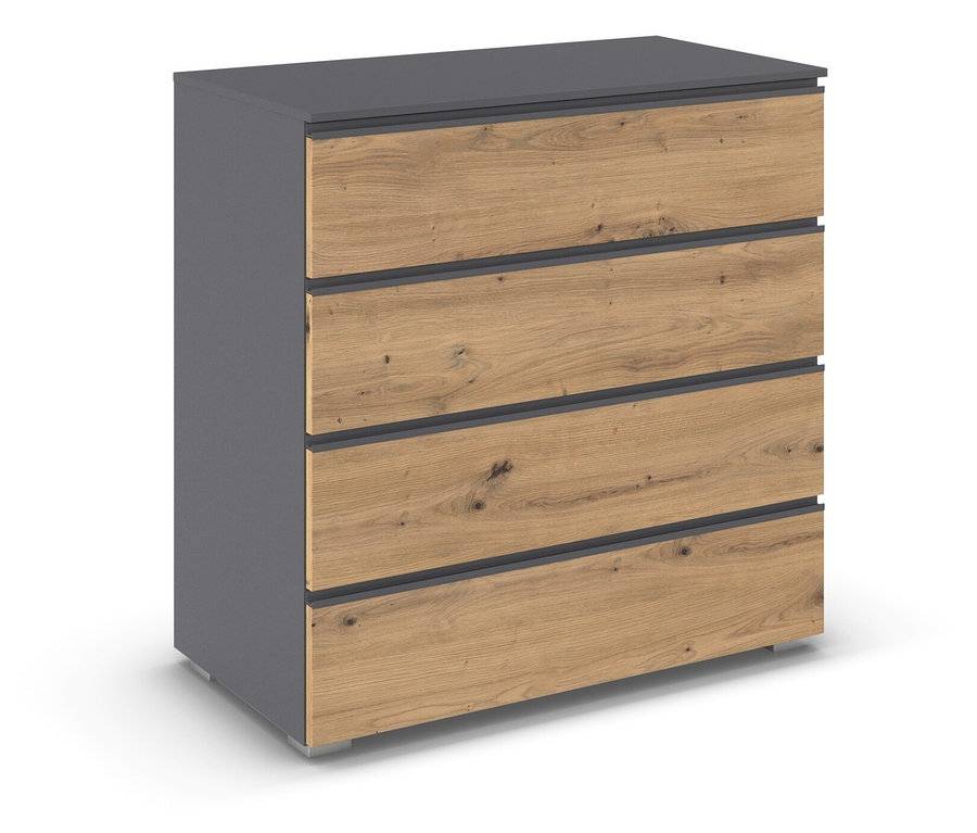 rauch Kommode »Joel«, mit drei Schubladen und einer Nische, in grau metallic/Eiche Artisan.
