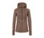 Braune Thermojacke mit Kapuze und Reißverschluss.