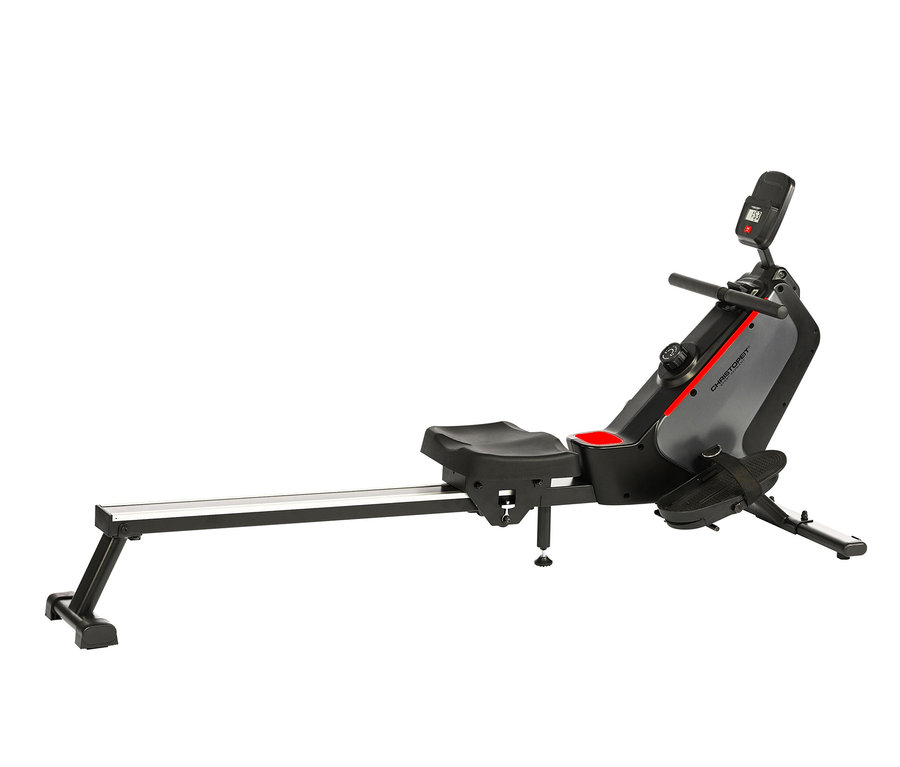 Ein schwarz-graues Rudergerät RW 1000 vor einem weißen Hintergrund.