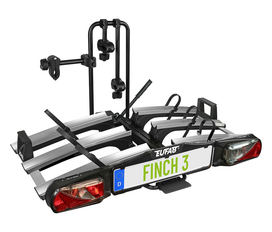Silberner Fahrradträger »FINCH« für 3 Fahrräder.