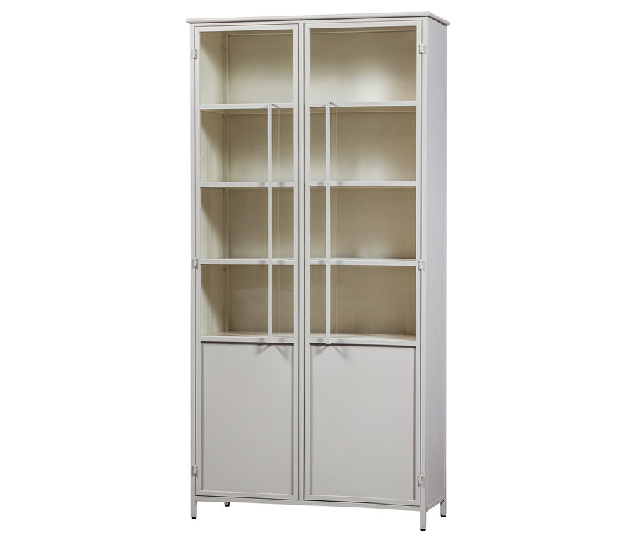 BePureHome Vitrine »Exhibit« aus Metall, khaki, mit Glastüren und Regalböden.