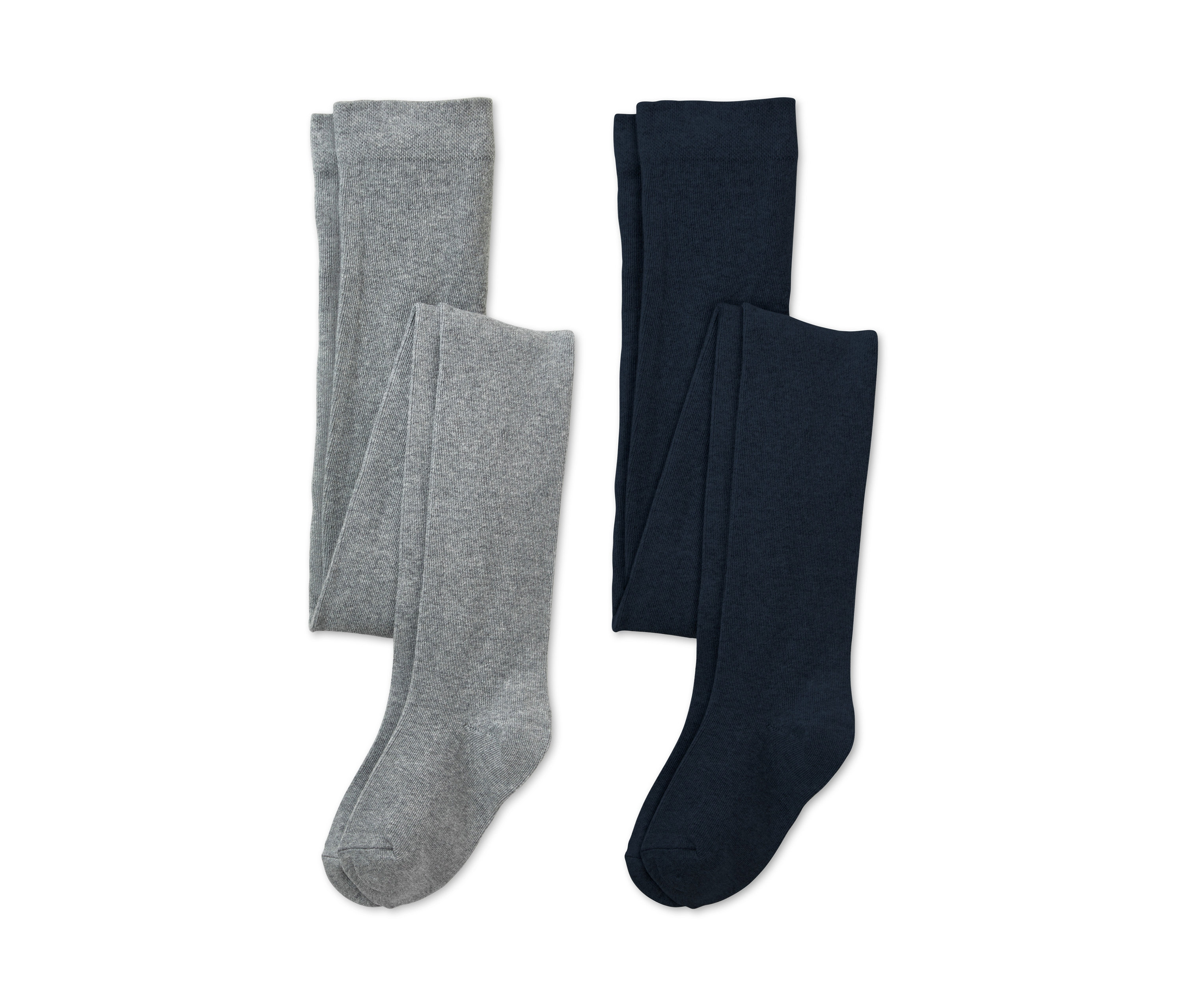 Zwei Strumpfhosen: eine graue und eine marineblaue.