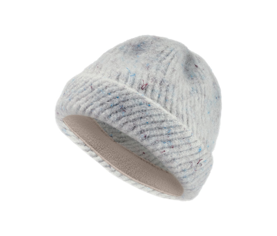 Detailaufnahme einer Strickmütze.