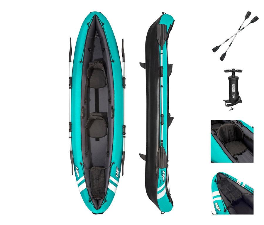 Abgebildet ist ein Bestway® Kajak-Set »Hydro-Force™ Ventura« für 2 Personen mit Paddeln und Pumpe.