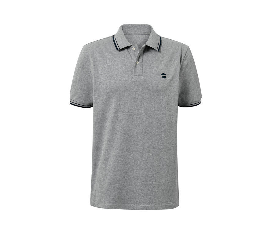 Graues Piqué-Poloshirt.