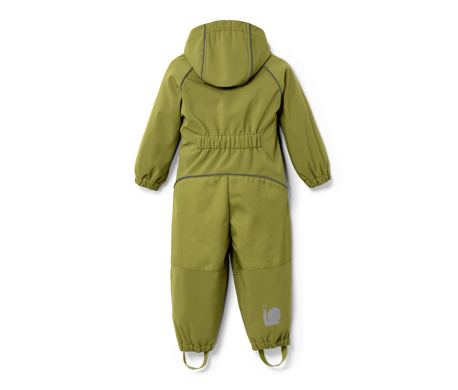 Grüner Kleinkind-Softshell-Einteiler von hinten.