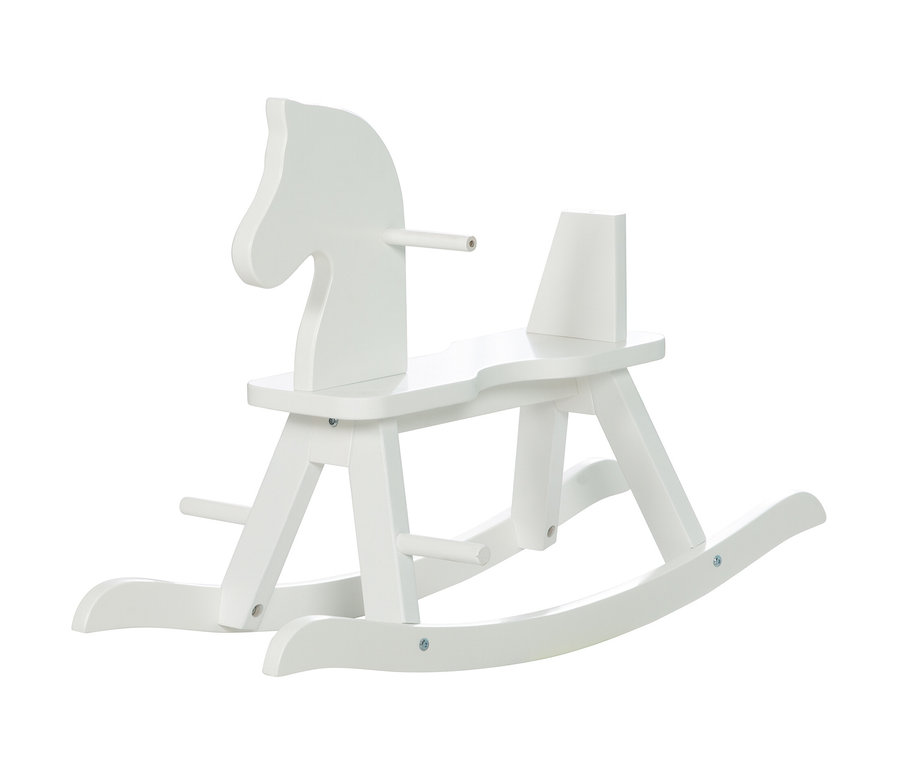 Weißes roba Schaukelpferd.