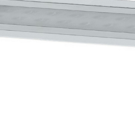 Detailaufnahme einer silbernen Respekta Unterbauhaube CH 16060 SGB mit Glasschirm, ca. 60 cm.