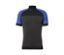 Blaues Fahrrad-Trikot mit kurzen Ärmeln.