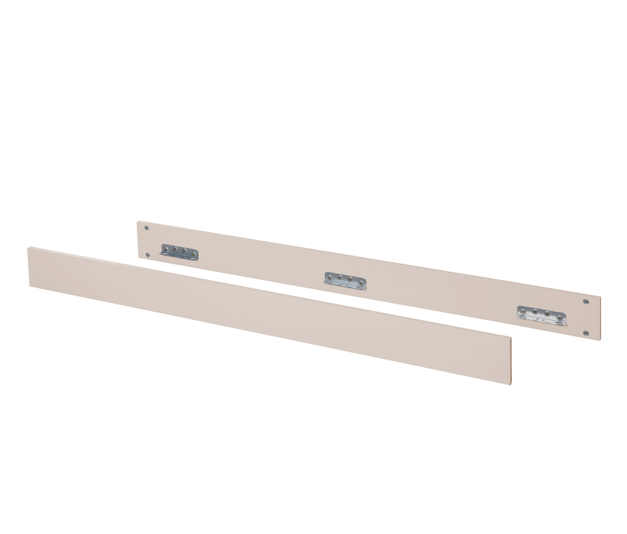 Zwei beige roba Umbauseiten für Kinderbett 70 x 140 cm liegen auf weißem Hintergrund.