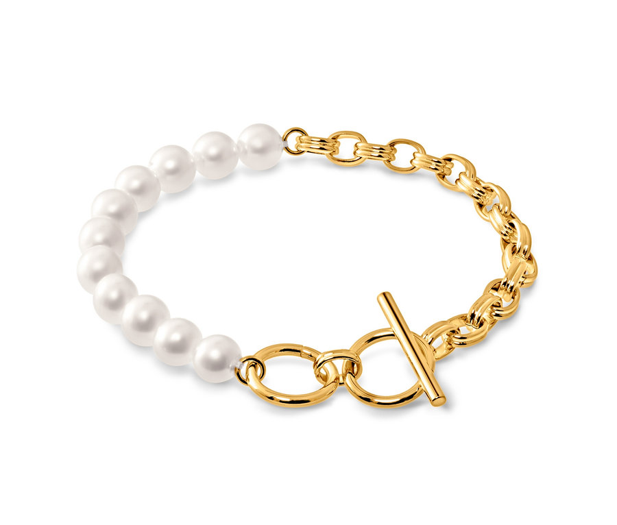 Armband halb Perle und halb goldene Kette.