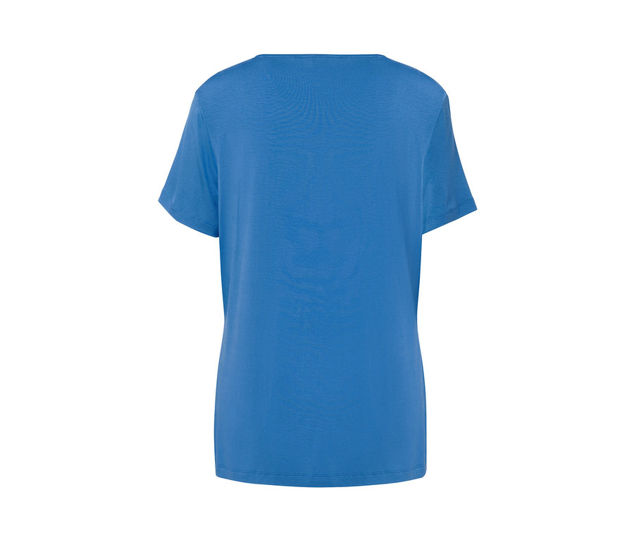 Kobaltblaues Shirt mit kurzen Ärmeln und Faltendetail.