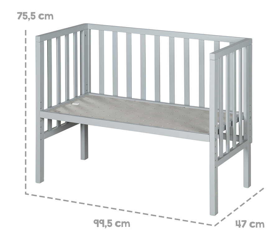 Graues roba 2-in-1-Beistellbett »safe asleep®«.