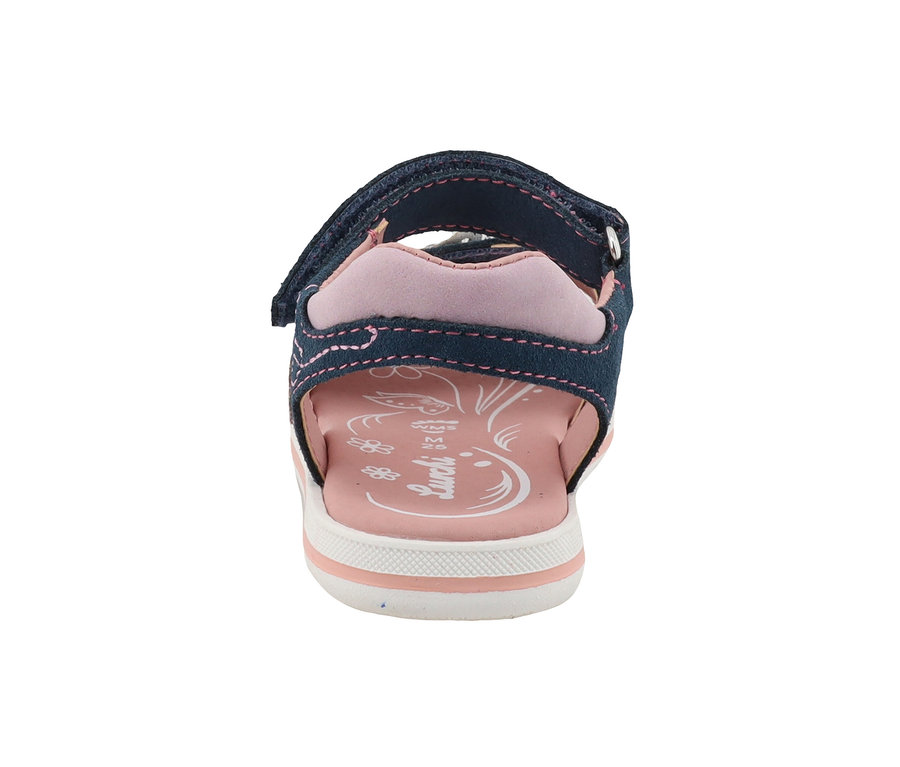 Rückansicht einer marineblauen Lurchi Sandale.