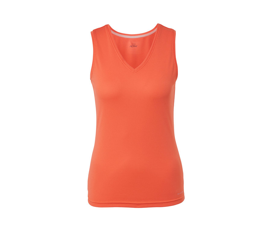Orangefarbenes V-Neck-Funktionstop.