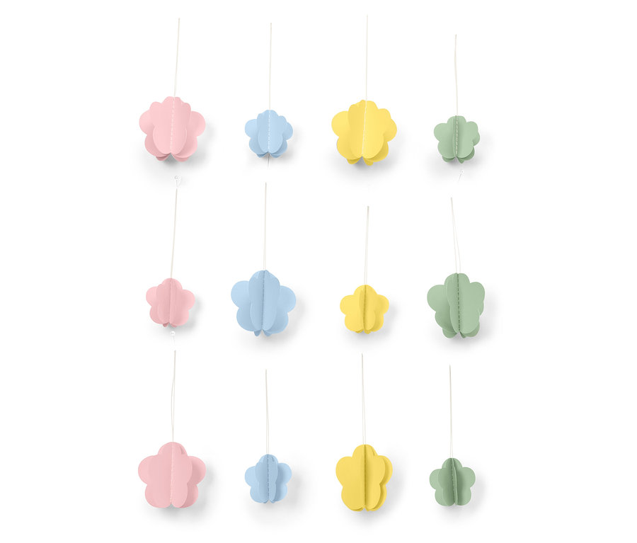12 Papier-Blumenanhänger