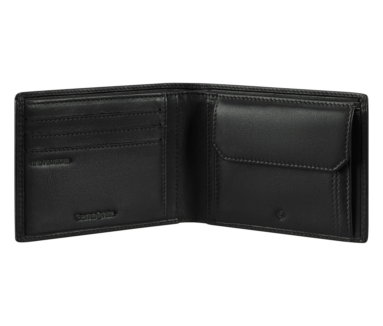 Offene, schwarze Samsonite Geldbörse Coin Light »ATTACK 2 SLG« mit Fächern für Karten und Münzen.