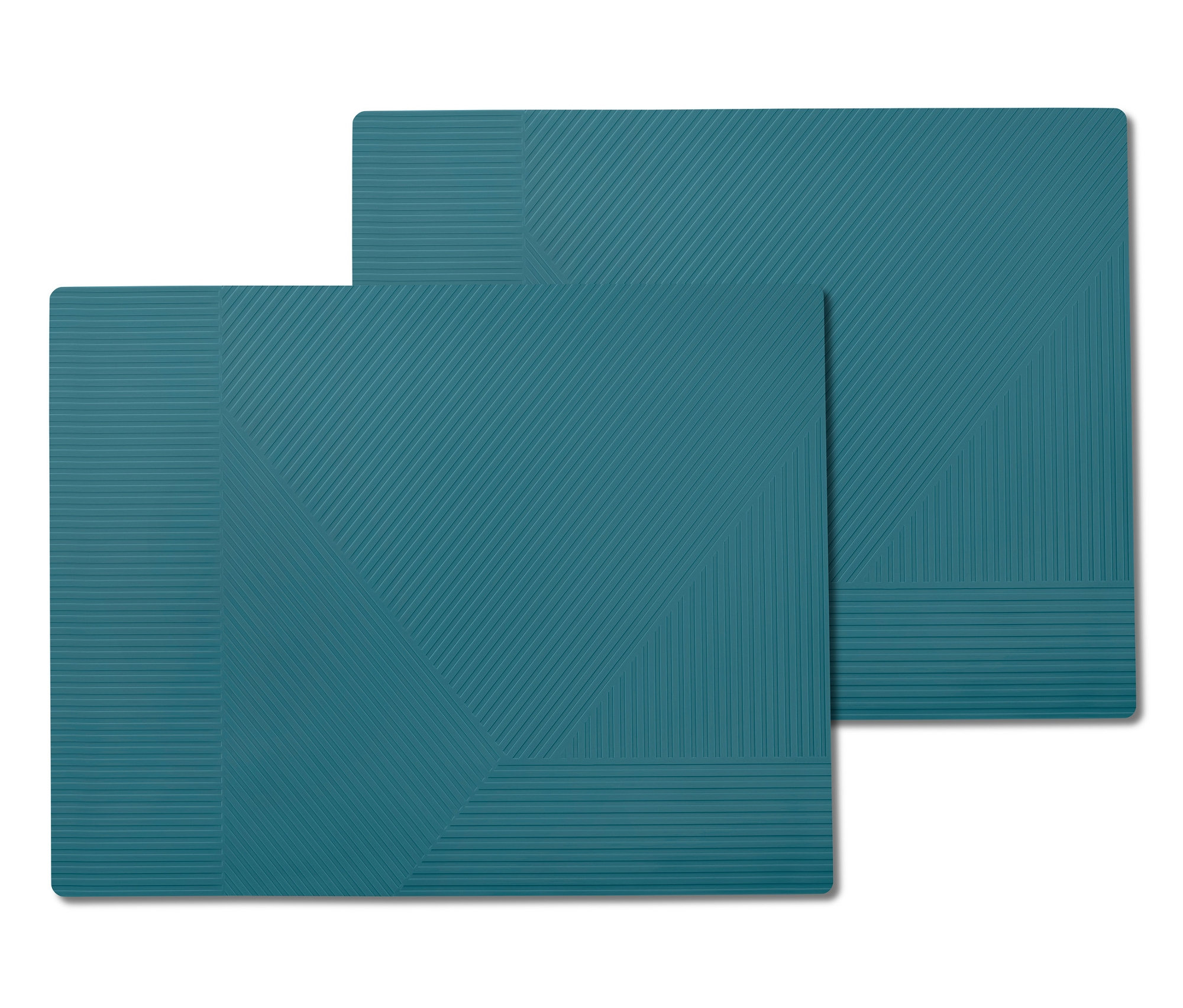 Zwei türkise Silikon-Platzsets.