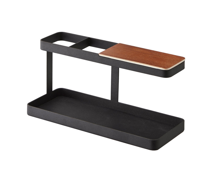 Schwarzer YAMAZAKI Schreibtisch-Organizer »TOWER« mit Holzakzent.