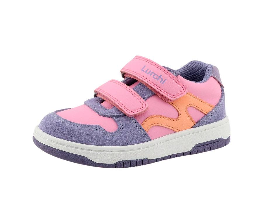 Lila-orangener Lurchi Sneaker.