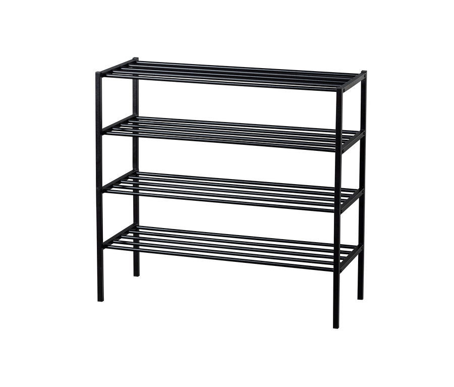 Schwarzes Woood 4 Schuhregal »Ferro« aus Metall.