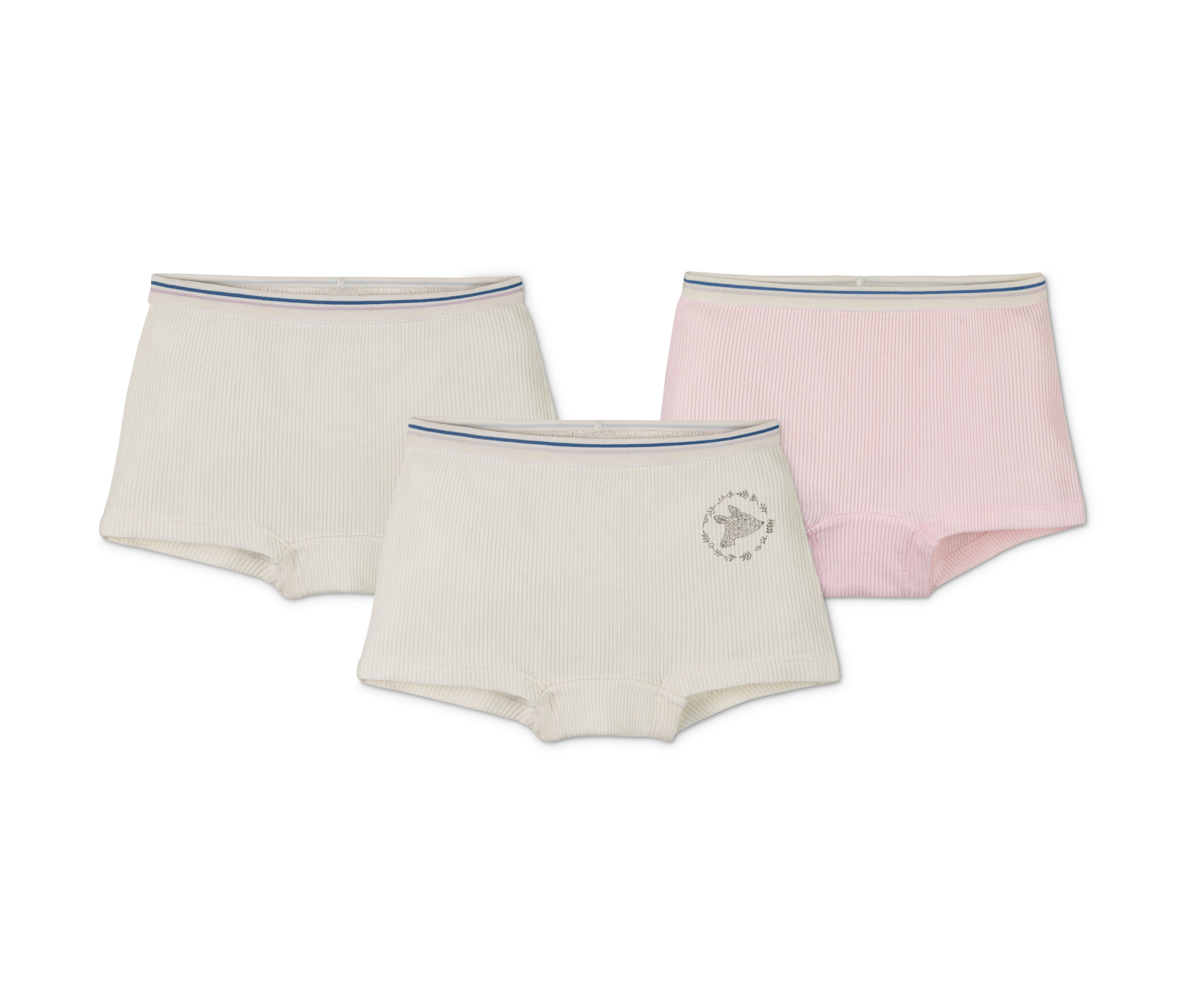 Drei Pantys, zwei creme und eine rosa.