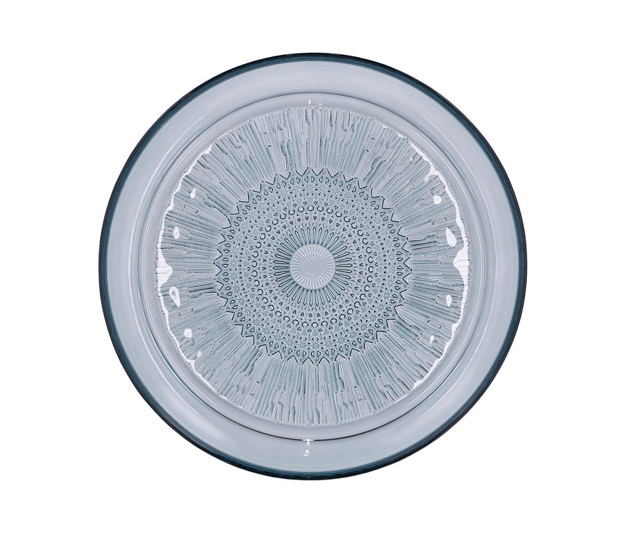 Blauer Glasteller »Kusintha« von Bitz, 25 cm Durchmesser.