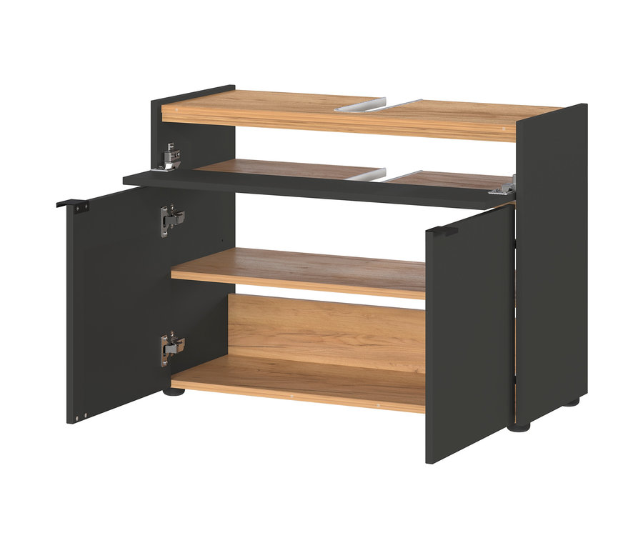 Offener Waschbecken-Unterschrank »Aalborg«, graphit/Navarra-Eiche-Nachbildung.