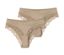 Zwei beige Brazil-Slips mit Spitze.