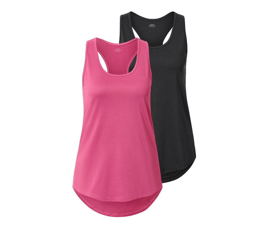 Zwei Funktionstops, eins in Fuchsia und eins in Anthrazit.