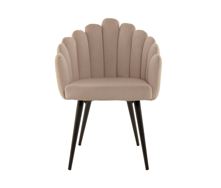 Ein beiger Kayoom Stuhl »Jeane« mit schwarzen Beinen auf weißem Hintergrund.