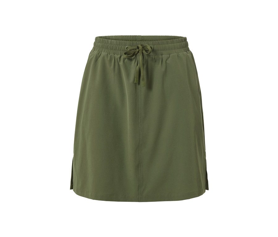 Olivgrüner Funktionsrock mit Shorts auf weißem Hintergrund.