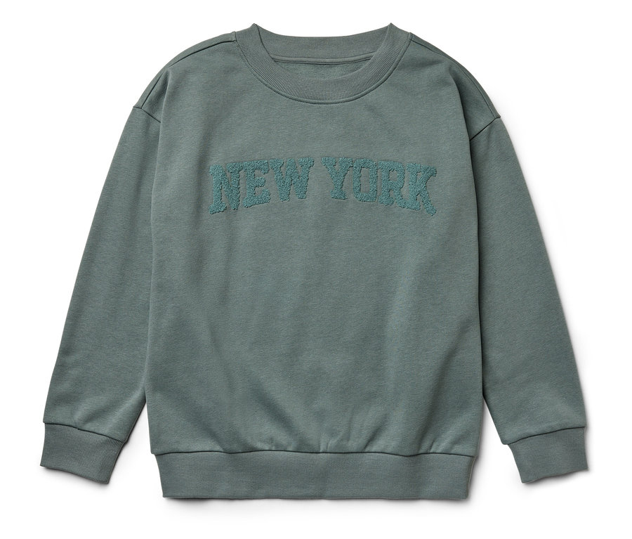 Grünes Sweatshirt mit dem Schriftzug "NEW YORK".