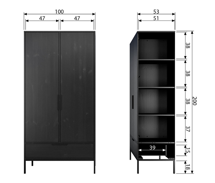 Abbildung von Woood Schrank »Adam«, Kiefer schwarz.