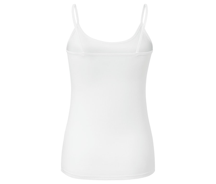 Rückansicht eines weißen Damen-Tanktops.