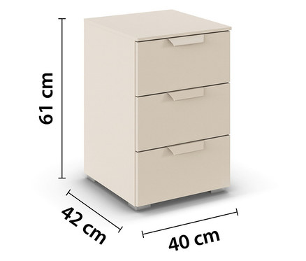 Beiger rauch Nachttisch »Holga« mit drei Schubladen.