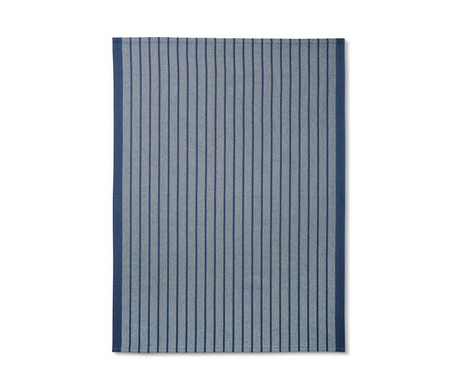 Ein blau gestreiftes 3 Geschirrtücher Set liegt.