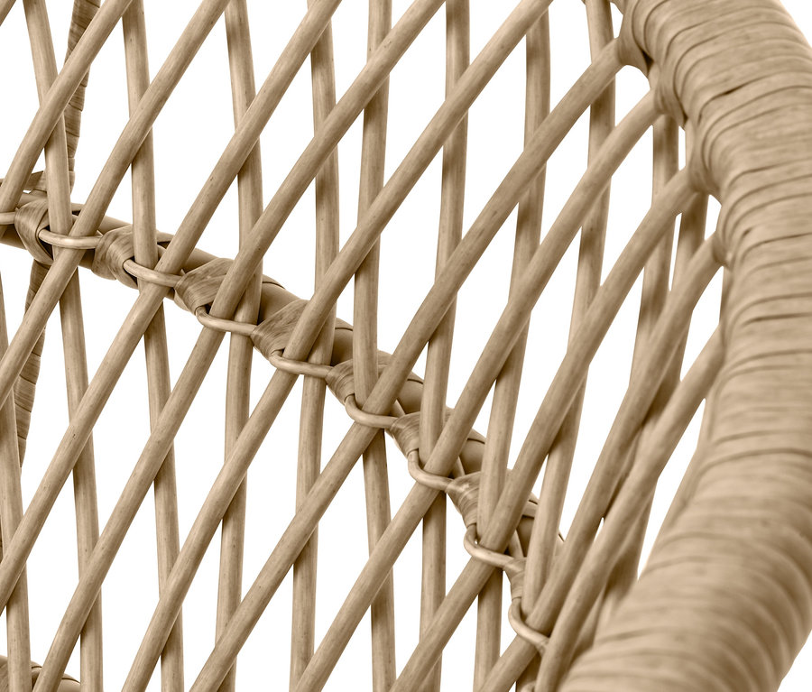 Detailaufnahme eines Polyrattan-Sessels.