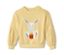 Gelbes Kleinkind-Sweatshirt mit Applikation eines Hasen, der einen Topf mit Karotten hält.