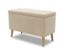 Beiger DOMO Hocker mit Staufach auf vier Beinen.