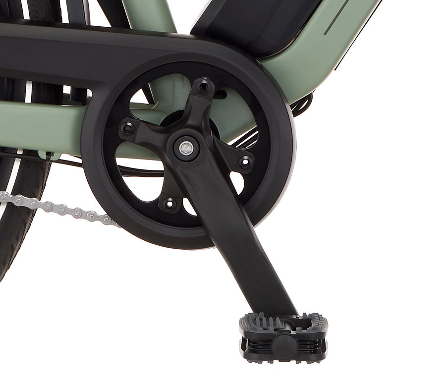 Nahaufnahme vom Tretlager eines Fischer CITA 2403 CB Fahrrads.