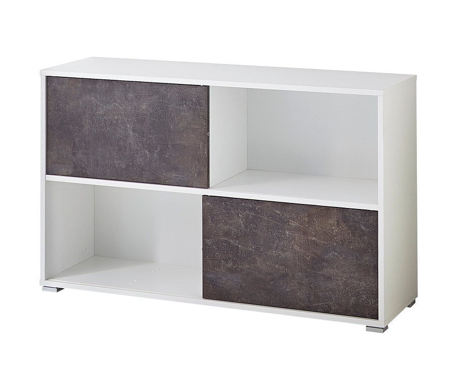 Weißes Regal mit zwei Regalböden und Germania-Schiebetürregal »GW-ALTINO« Schiebetüren.