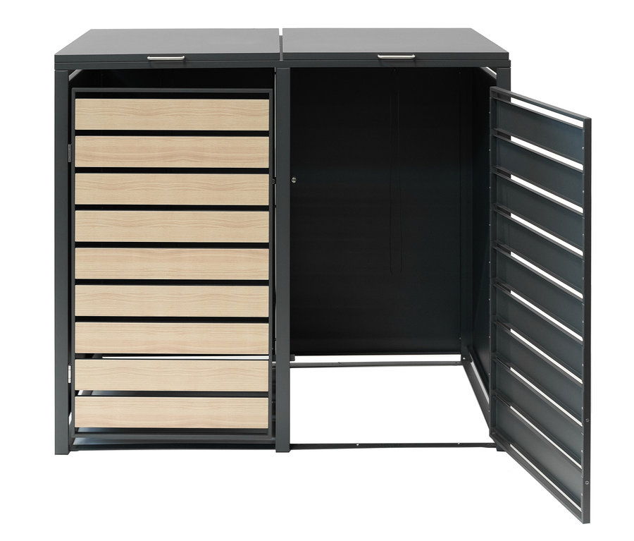 Mülltonnenbox, 2er mit offener Tür.