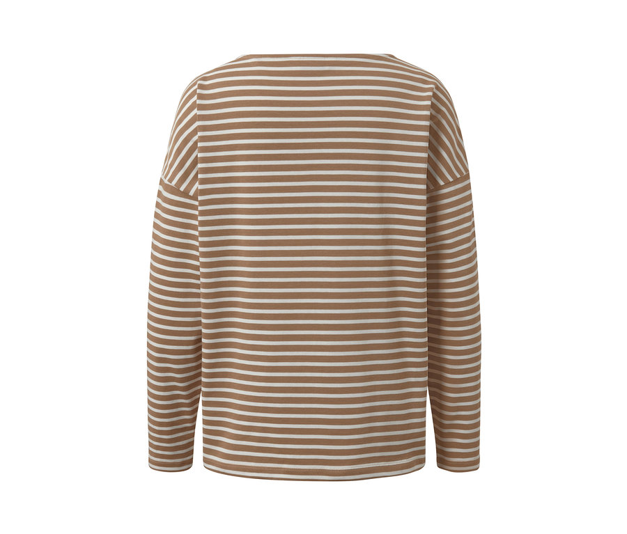 Rückansicht eines gestreiften Langarmshirts.